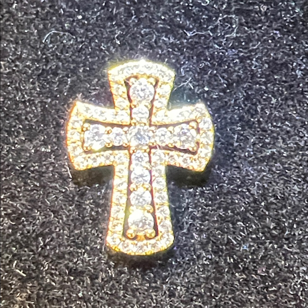18K Diamond, Yellow gold, Solid gold Cross, about 17.8 x 13.7mm 14k GOLD CHAIN - Picture 11 of 17